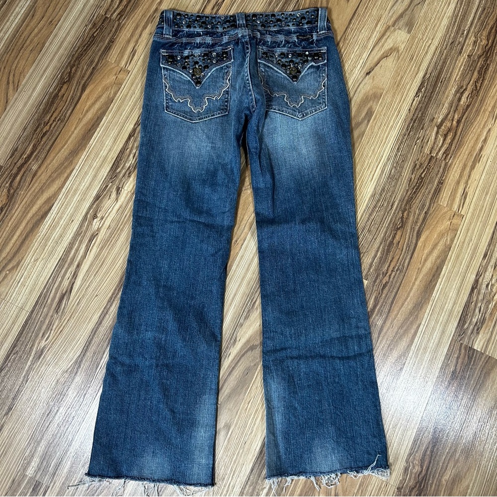 Miss Me Boot Cut Jeans Y2K Low Rise Embroidered Flap Pockets Women's Size 29